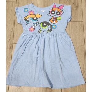 Powerpuff Girls Dress Girls Medium 7/8 Blue Graphic T-Shirt Dress Blossom Bubble